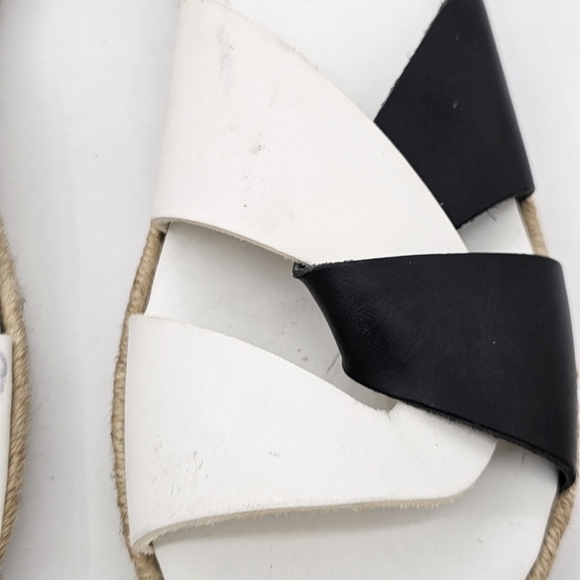 Joie Black White Colorblock Open Toe Leather Slide Sandals Size EU 38.5 / US 8.5 - Picture 16 of 16